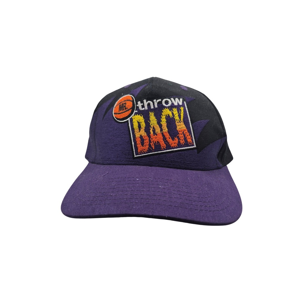 Vintage Style Mr Throw Back Basketball Snapback Hat Purple Black Retro Cap